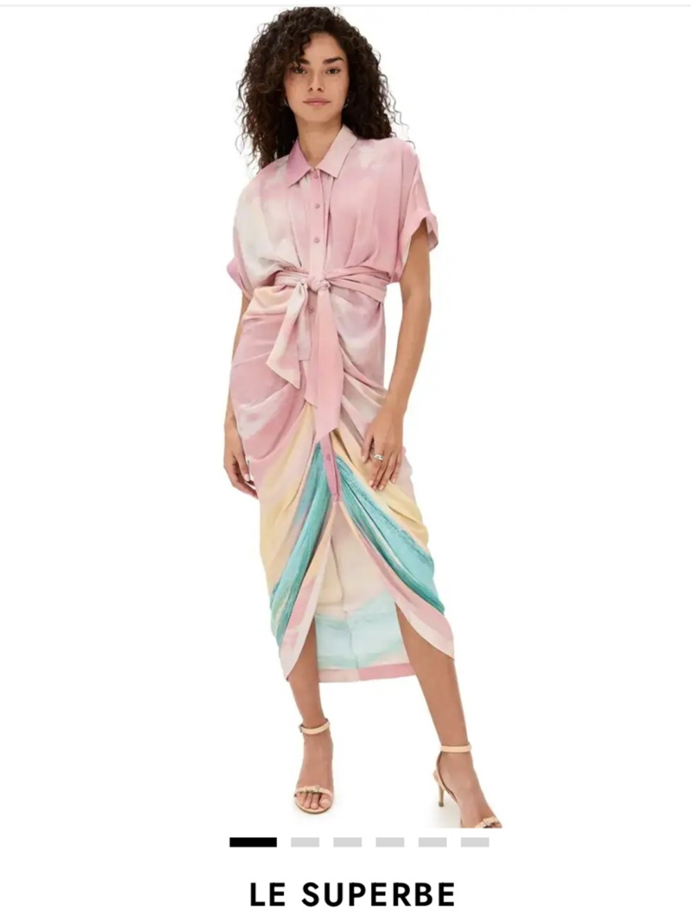 Le Superbe Pastel Tie-Front Midi Dress